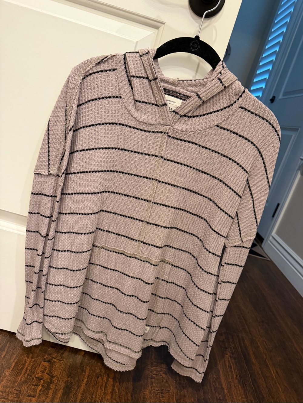 Billabong Dusty Pink Waffle Knit Striped Hoodie